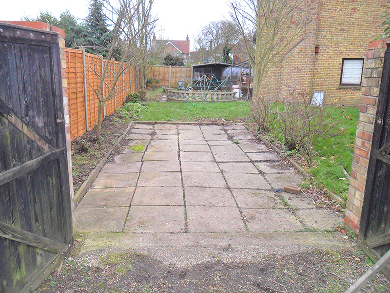 Removal of paving slabs.